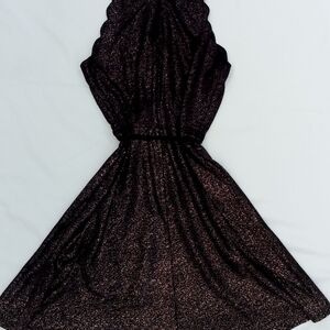 Glittery IZ Buyer Black & Gold Fairygoth Fairygrunge Elegant Midi Dress Size 3